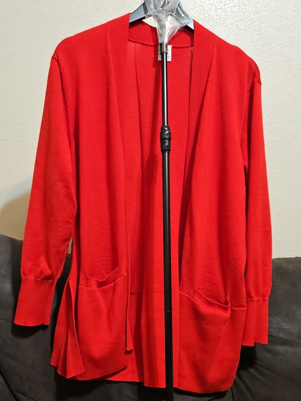 Red Open-Front Women's Cardigan Jacket
